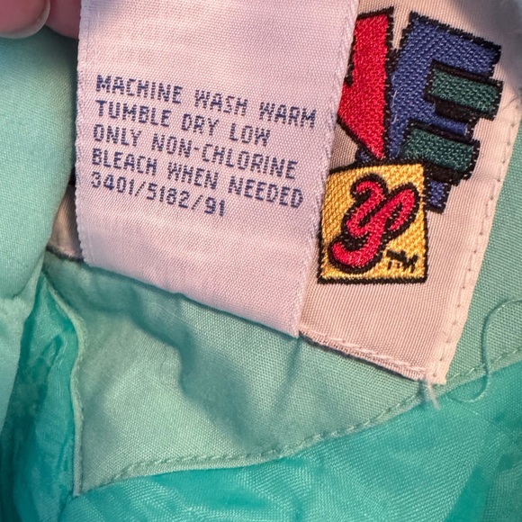 Vintage 90s Colorblock Kids Snowsuit Alpine mint blue and white size 18 months - Picture 8 of 9